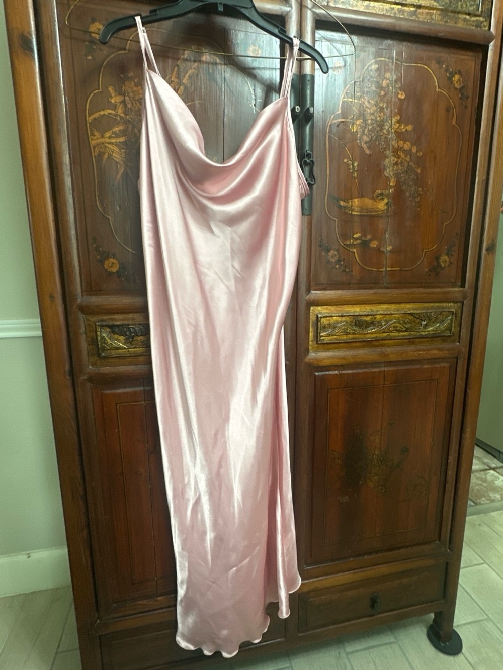 BEBE NWT Pink Satin Cowl Slip Dress